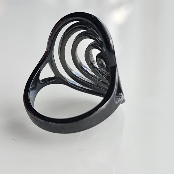 Premier Designs "Groovy" black hematite coated fashion ring size 9 - Picture 6 of 13